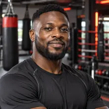 Coach Femi, Black Nigerian Smart Shape Fitness Gym boxing fitness coach